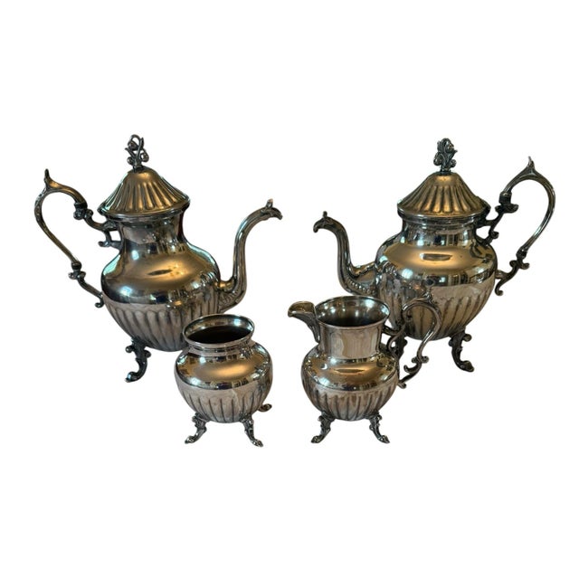 Mid 20th Century Birmingham Silver on Copper Coffee Tea Service With Sugar & Creamer - 4 Piece Set For Sale - Image 11 of 12