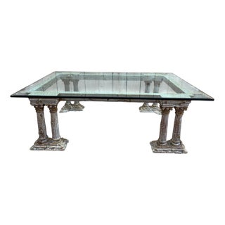 Coffee Table with Corinthian Columns and Glass Top For Sale