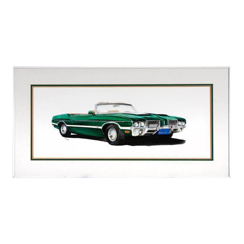 Green Olds 442 Muscle Car Original Americana Watercolor Chairish