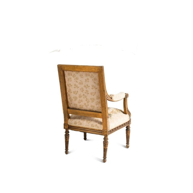 Pair of 19th Century Louis XVI Style Tapestry-Upholstered Giltwood Bergères For Sale - Image 4 of 7