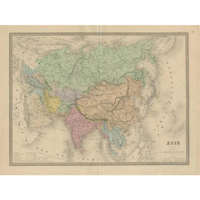 Antique Asia Map Large 19th-Century Engraving with Political Boundaries, 1865 For Sale - Image 10 of 10