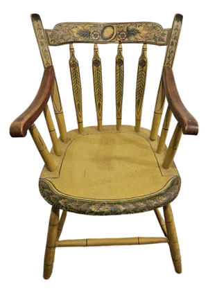 Rare 19th Century Ochre Painted Comb Back Windsor