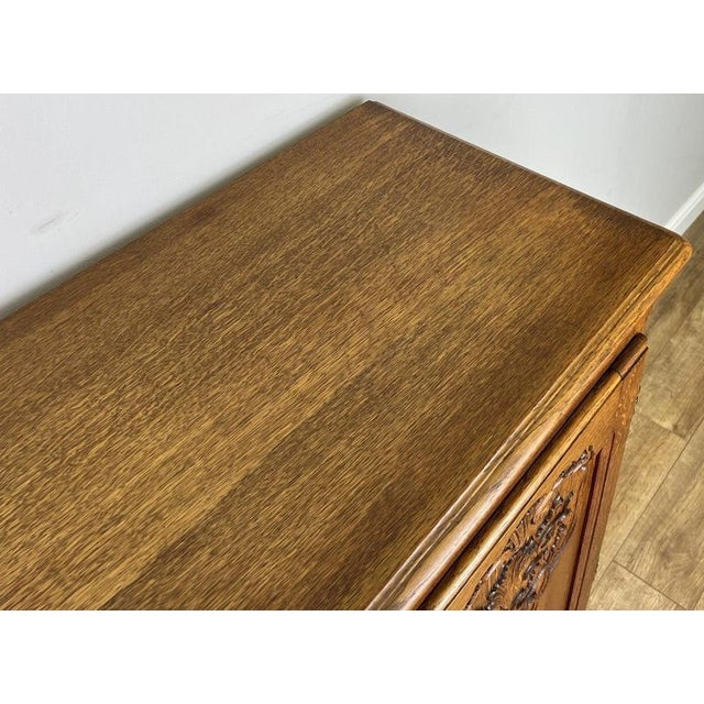 Vintage French Louis XIV Oak Sideboard with Carved Cupboard For Sale - Image 11 of 13