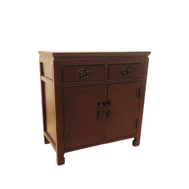 Chinese Late 20th Century 2-Drawer Elm Accent Cabinet For Sale - Image 3 of 7