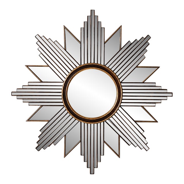 Vintage Geometric Starburst Mirror For Sale