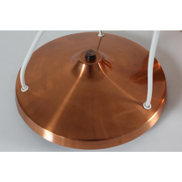 Bent Karlby 3-Cone Copper Chandelier with Canopy from Lyfa, Denmark, 1950s For Sale - Image 13 of 18