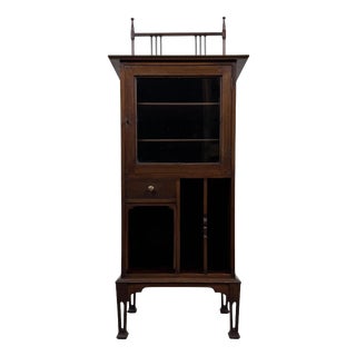 Antique Early 20th Century English Mahogany Cabinet Vitrine For Sale