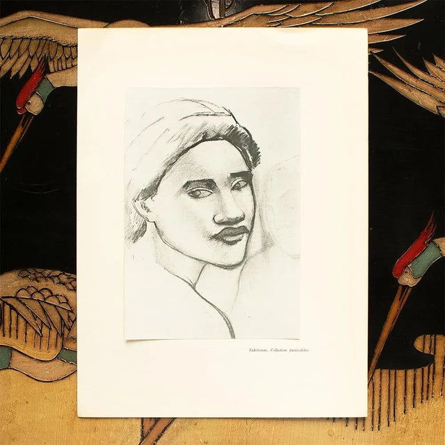 Portraiture 1949 After Paul Gauguin "Tahitian Sketch", First Edition Black and White Print For Sale - Image 3 of 7