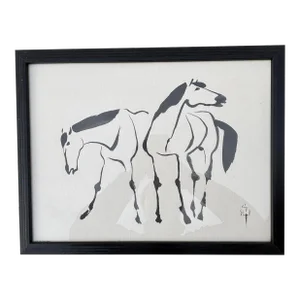 Craig Shepard American (1913/1978) Original Ink on Paper of Wild Horses
