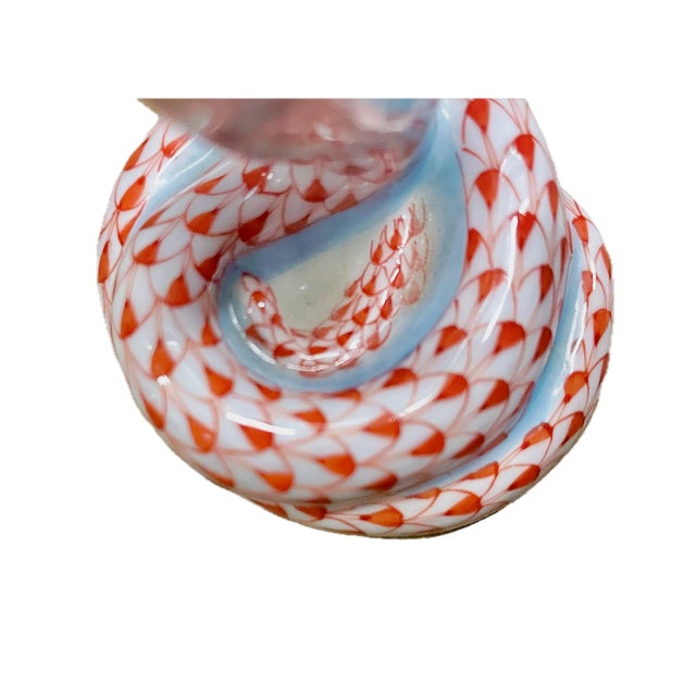 Ceramic Vintage Herend Fishnet Porcelain Cobra Figurine For Sale - Image 7 of 8