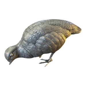 1980s Silver Plated Metal Partridge Paperweight by Gucci