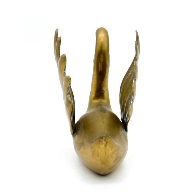 Vintage Hollywood Regency Brass Swan Sculpture | Mid-Century Modern Figurative Decor - Hollywood Regency, Neoclassical For Sale - Image 10 of 12