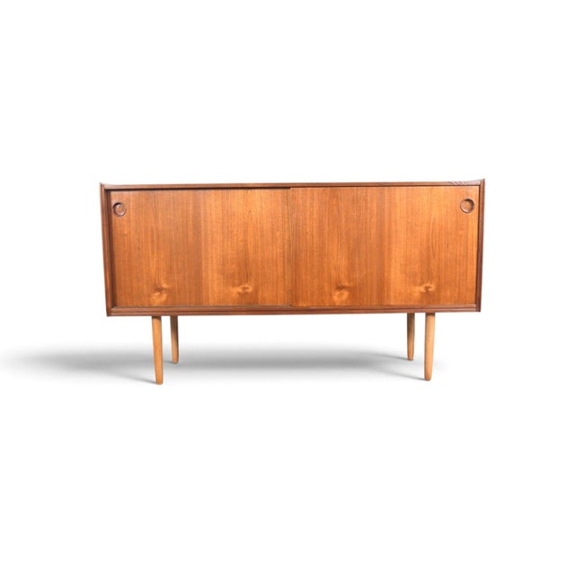 Mid 20th Century Mid 20th Century Arne Hovmand Olsen Credenza in Teak With Finished Back, Attributed For Sale - Image 5 of 13
