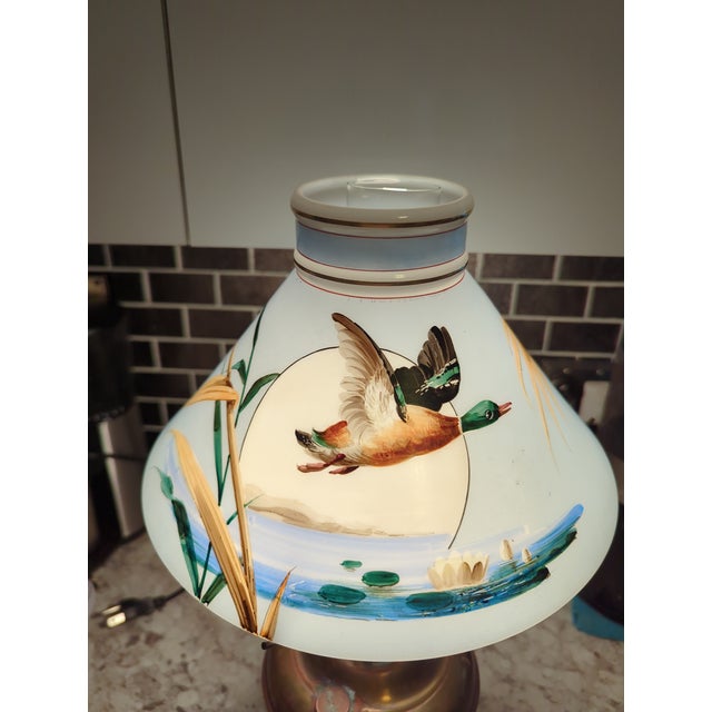 Vintage Edward Miller Brass Electrified Hurricane Lamp With Hand