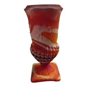1970s Red Agate Slag Glass Urn Pedestal Vase