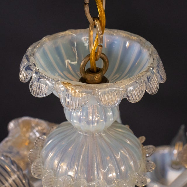 Large 8-Arm Ca’ Rezzonico Style Gold-Infused Opaline Murano Chandelier in the Manner of Giuseppe Briati For Sale In Chicago - Image 6 of 18