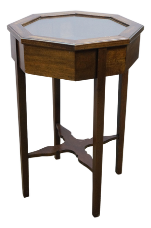 Late 20th Century Brandt Mahogany Octagon Curio Cabinet Display Case Vitrine Shadowbox Table 23"