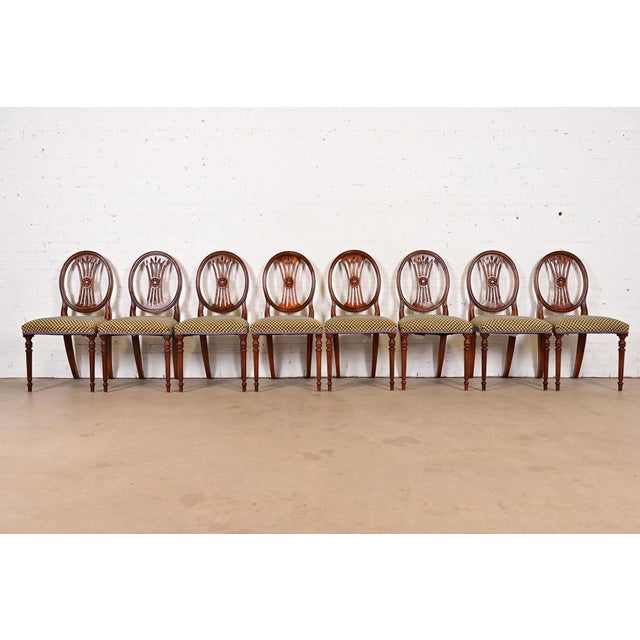 Hepplewhite Carved Mahogany Side Chairs or Dining Chairs by Bevan Funnell, Pair For Sale - Image 13 of 14