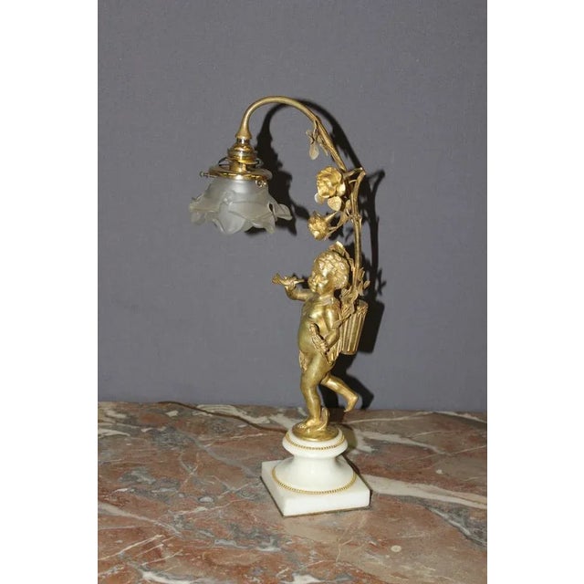 Gilt Bronze Angel Lamp, 1900s For Sale - Image 13 of 13