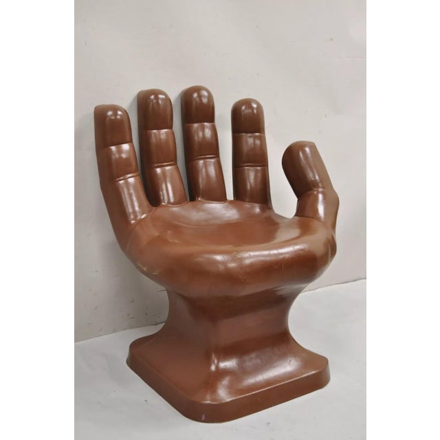 Vintage Mid Century Modern 1980s Brown Molded Plastic Hand Chair For Sale - Image 12 of 12