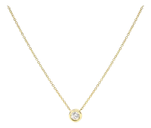 10K Yellow Gold 1/2 Carat Round Brilliant-Cut Diamond Modern Bezel-Set Solitaire 16"-18" Pendant Necklace (H-I Color, SI2-I1 Clarity)