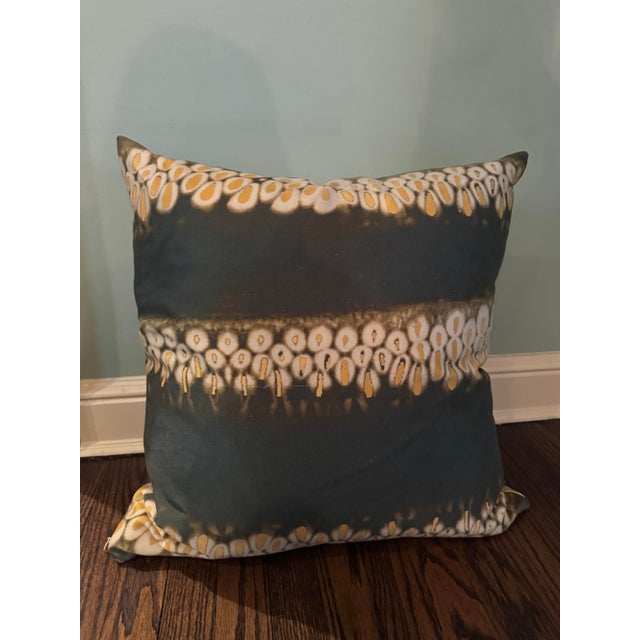 Boho Chic Pair of Custom Jim Thompson Olive Silk Pillows For Sale - Image 3 of 8