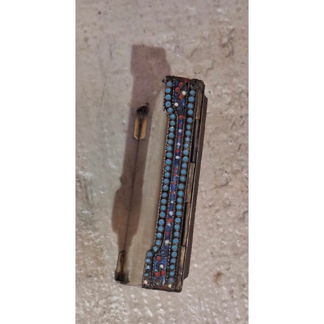 Antique 84 Silver Cloisonné Enamel Box / Cigarette Case” For Sale In Los Angeles - Image 6 of 11