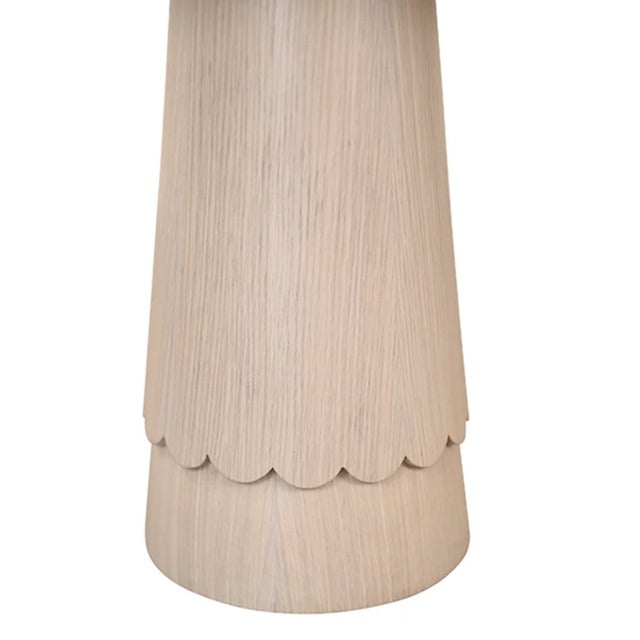 Worlds Away Matthew Izzo Home Valencia White Oak Scalloped Edge Drink Table For Sale - Image 4 of 6
