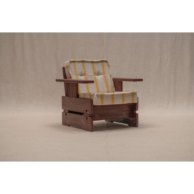 Brutalist Armchair in High-Gloss Burgundy Wood, 1960s For Sale - Image 10 of 13