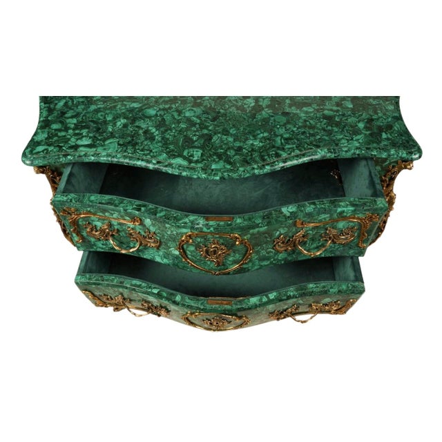 Mid 20th Century Louis XV Style Malachite & Ormolu Mounted Chest of Drawers Commode For Sale - Image 5 of 5