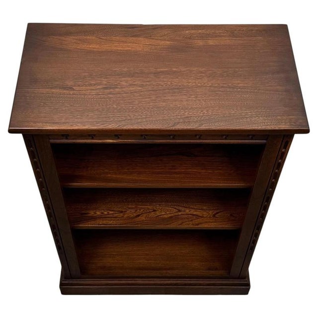 Small Antique Oak Open Bookcase, 1900s For Sale - Image 3 of 12