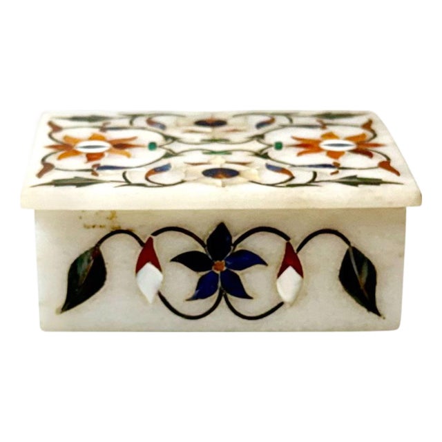 19th Century Moroccan Inlaid Marble Box For Sale