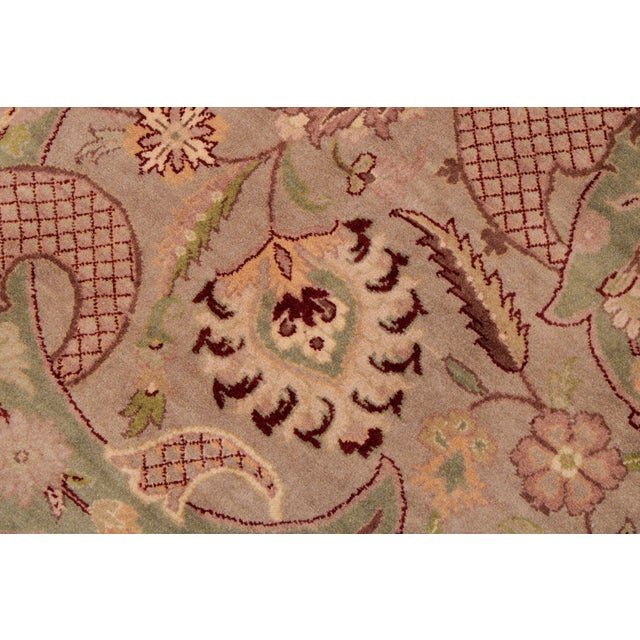 Shabby Chic Elegant Floral 1990's Pak-Persian Taupe/Green Wool Rug - 9'1'' X 12'4'' For Sale - Image 3 of 9