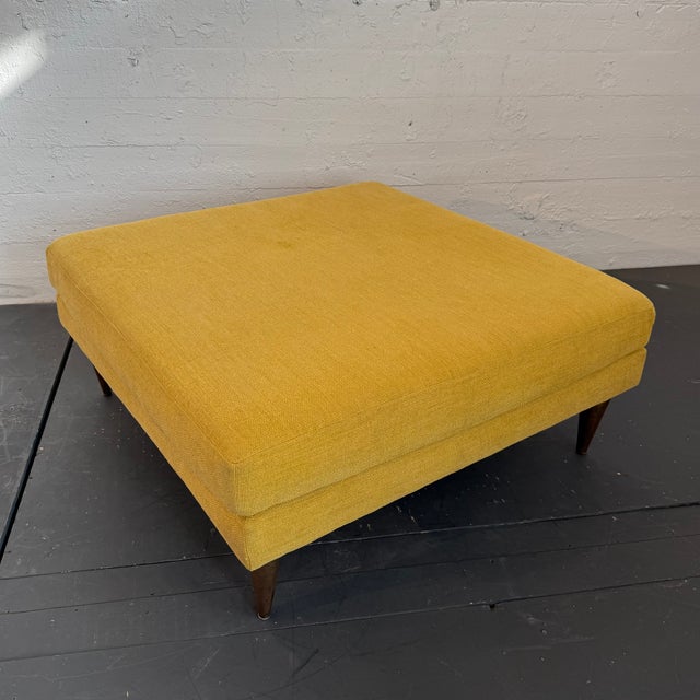 Metal Mid-Century Modern Style Oversized Square Upholstered Ottoman For Sale - Image 7 of 7