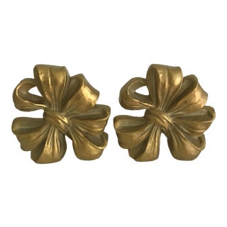 Gold Gilt Bow Bookends - a Pair For Sale