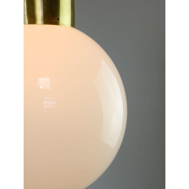 Mid-Century Italian Opaline and Brass Globe Pendant Lamp For Sale - Image 13 of 18