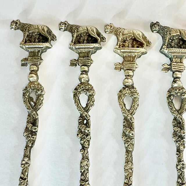 1920s Antique Italian Baroque Rocco Silverplate Dessert Spoons - Set of 10. For Sale - Image 6 of 12