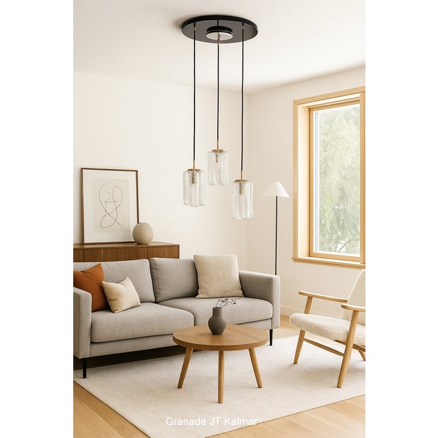 Granada Hanging Lamp in Ice Glass attributed to J. T. Kalmar for Kalmar Franken KG, 1970s For Sale - Image 10 of 11