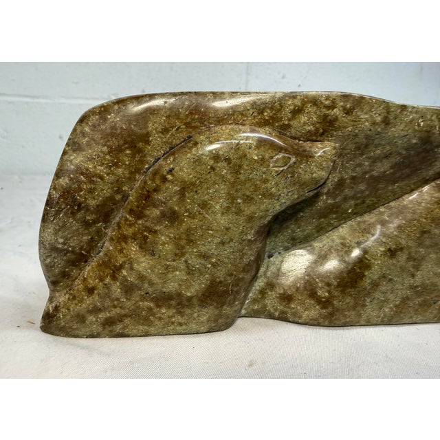 Antique Signed Carved Soapstone Eva Itulu Canadian Seal Eskimo Sculpture Inuit For Sale - Image 12 of 16
