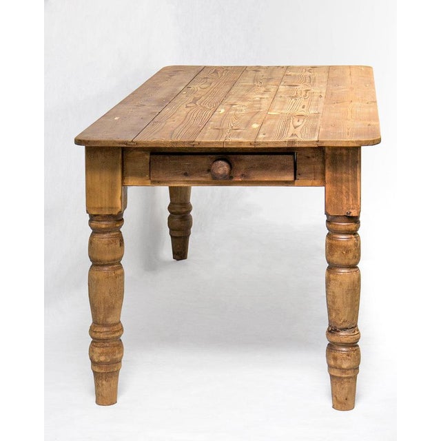 Brown Vintage French Provincial Pine Farmhouse Dining Table For Sale - Image 8 of 14
