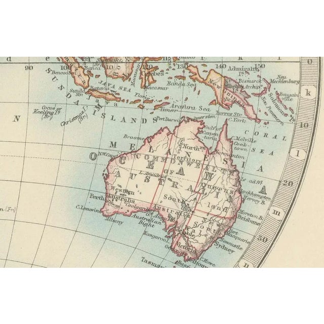 1900 - 1909 Antique World Map in Hemispheres with Delicate Pastel Coloring, 1903 For Sale - Image 5 of 10