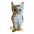 Vintage Mid Century Blue & White Hand Painted Ceramic Owl Pitcher For Sale