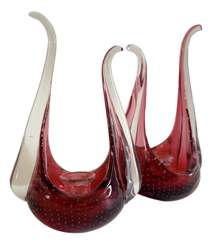 Bullicante Murano Glass Candleholders by Archimede Seguso, 1970s, Set of 2