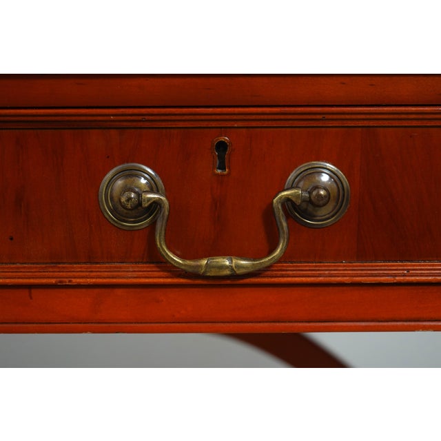 English Leather Top Yew Wood Writing Desk For Sale - Image 11 of 17