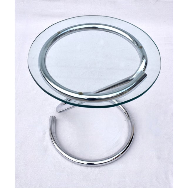 Mid-Century Modern Sculptural Chrome and Glass Side Table, Mid-Century Modern, 1970s For Sale - Image 3 of 6