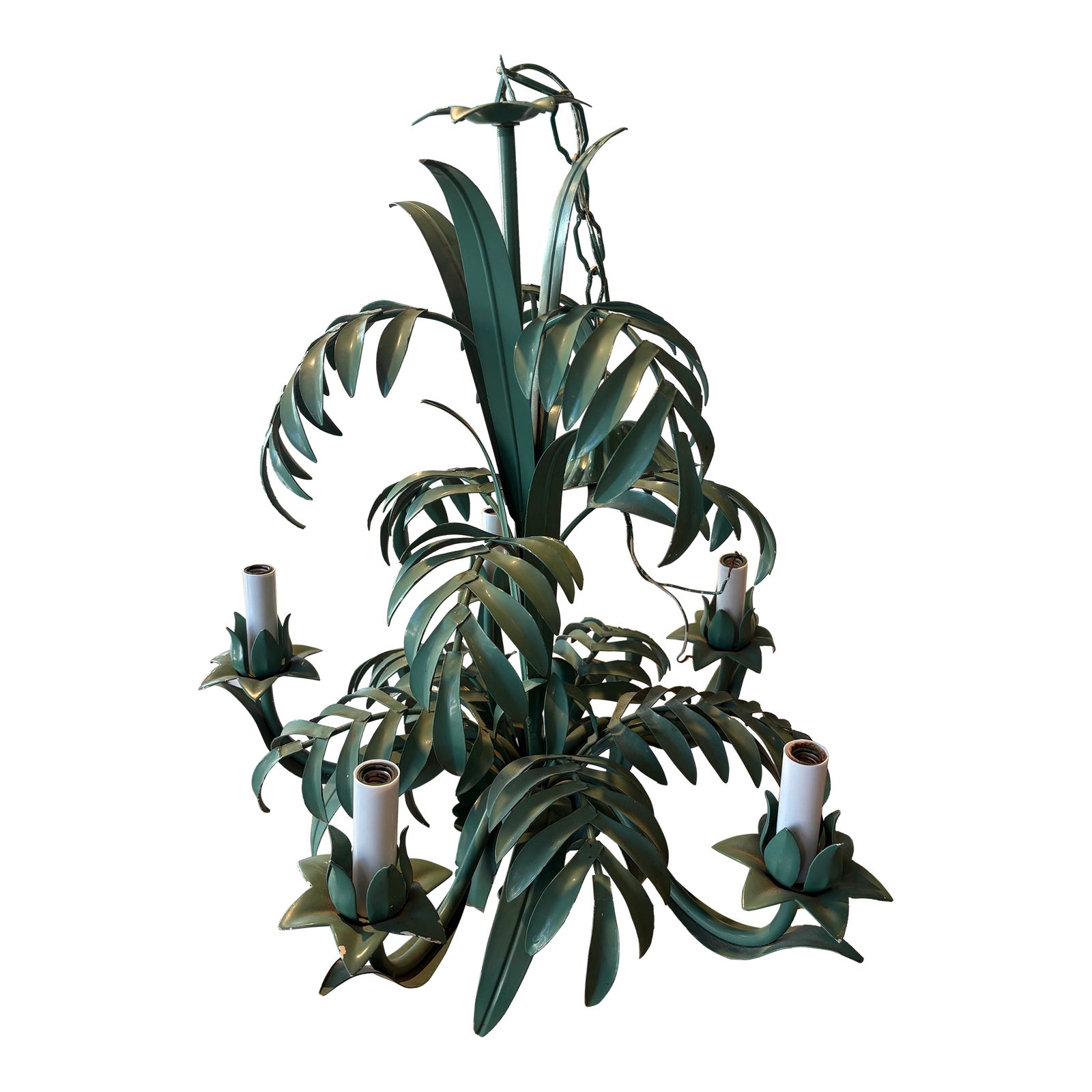 アメリカ製　ヴィンテージアート ミッドセンチュリー トロピカル パームツリー vintage-tropical-green-metal-