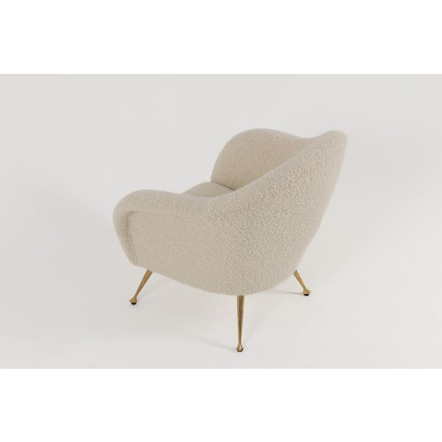 Mid-Century Modern Mid-Century Modern Italian Lounge Chair in Alpaca Boucle, 1950s For Sale - Image 3 of 11