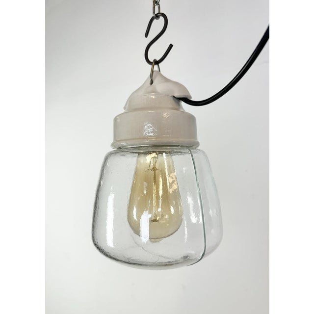 Vintage White Porcelain Pendant Light, 1970s For Sale - Image 6 of 14