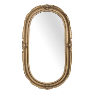 Oval Mirror in Gilt Frame, Poland, 1950s For Sale