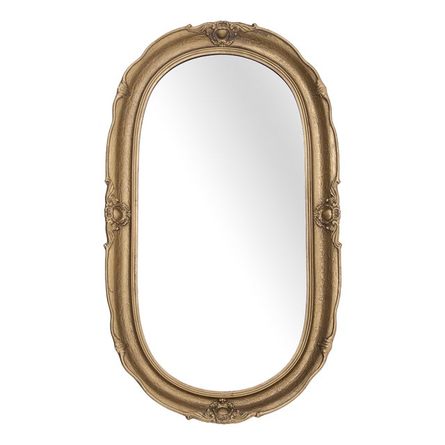 Oval Mirror in Gilt Frame, Poland, 1950s For Sale